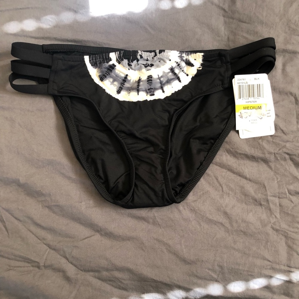 Lucky Brand Half Moon BlackTie Dyed  Hipster Bikini bottom with  3 strap sides